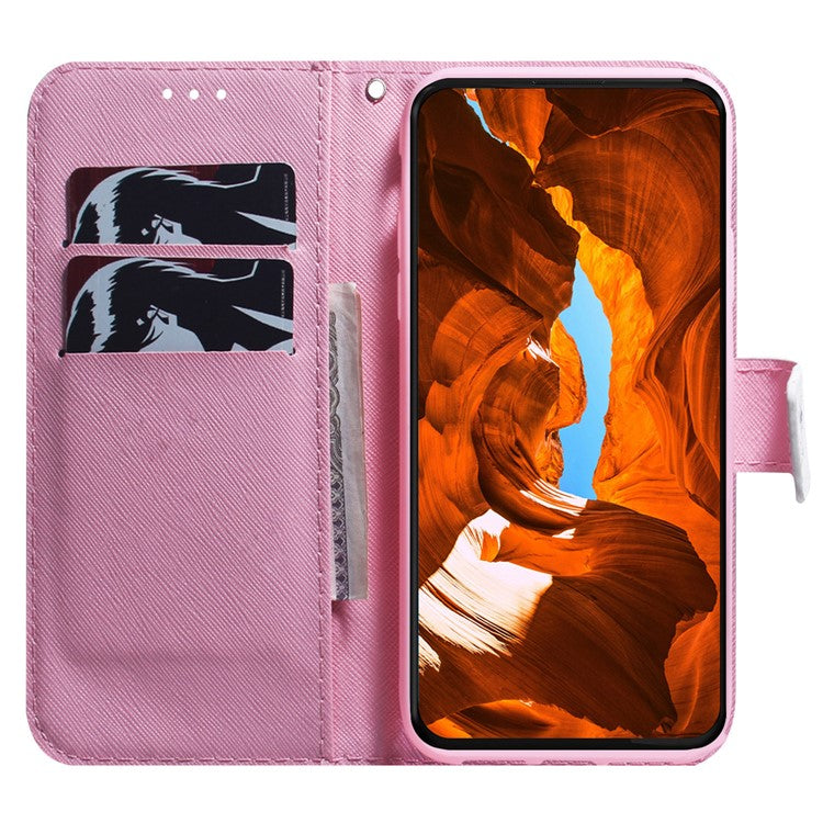 For Motorola Moto G35 5G Wallet Case Pattern Print Leather Phone Cover - Pink Flower