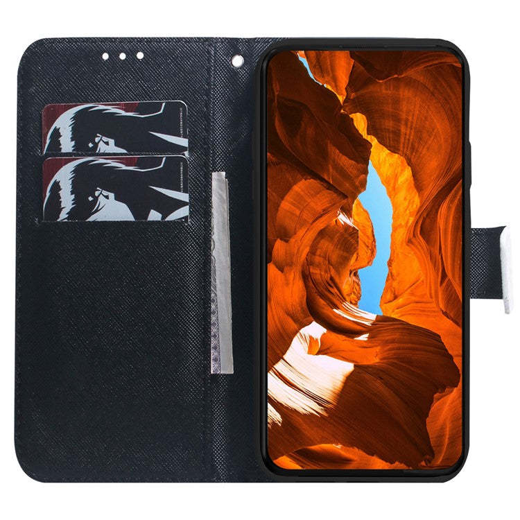 For Motorola Moto G35 5G Wallet Case Pattern Print Leather Phone Cover - Dog and Wolf