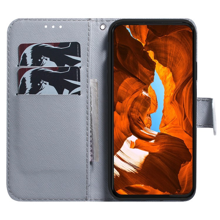 For Motorola Moto G35 5G Wallet Case Pattern Print Leather Phone Cover - Apricot Flowers
