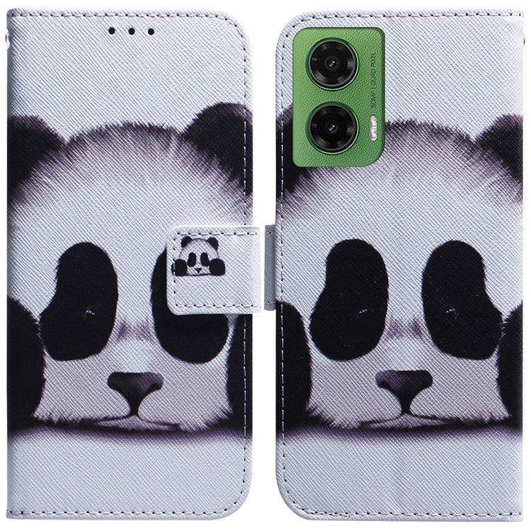 For Motorola Moto G35 5G Wallet Case Pattern Print Leather Phone Cover - Panda