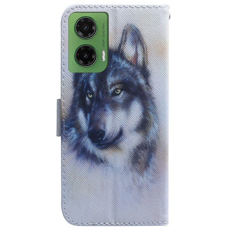 For Motorola Moto G35 5G Wallet Case Pattern Print Leather Phone Cover - Wolf