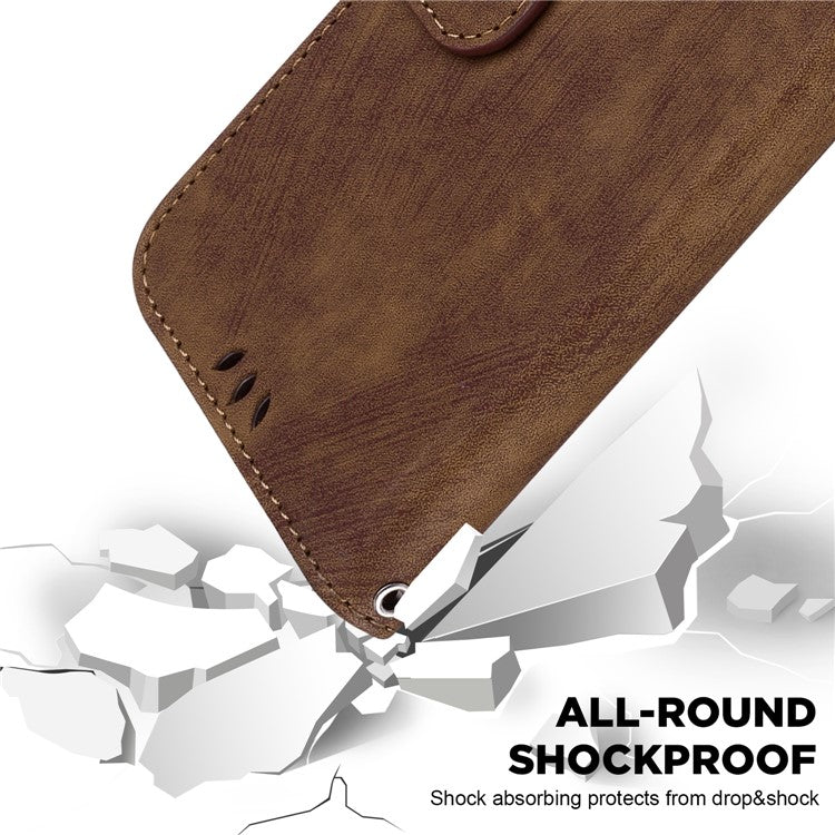 For Motorola Moto G35 5G Wallet Case Tiger Imprint Leather Shockproof Phone Cover - Brown