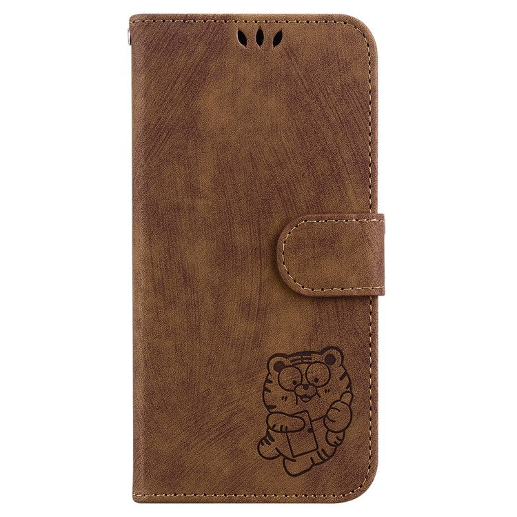For Motorola Moto G35 5G Wallet Case Tiger Imprint Leather Shockproof Phone Cover - Brown