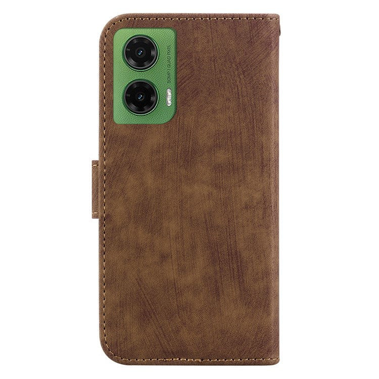 For Motorola Moto G35 5G Wallet Case Tiger Imprint Leather Shockproof Phone Cover - Brown