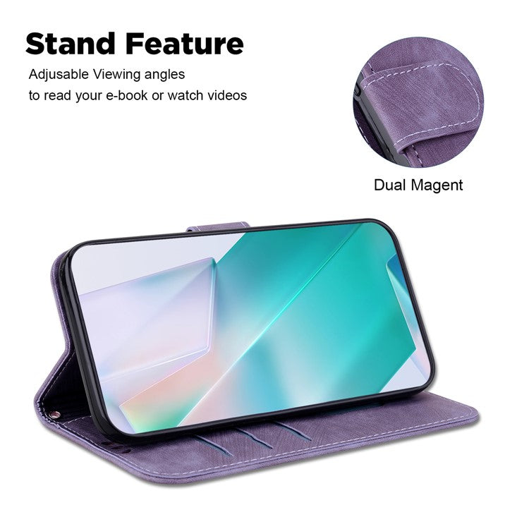 For Motorola Moto G35 5G Wallet Case Tiger Imprint Leather Shockproof Phone Cover - Purple