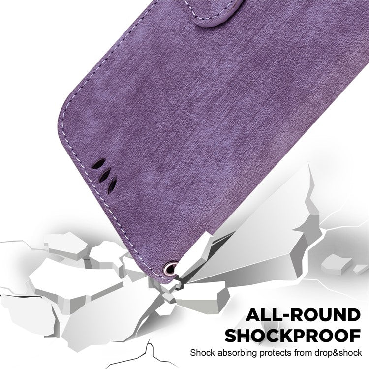 For Motorola Moto G35 5G Wallet Case Tiger Imprint Leather Shockproof Phone Cover - Purple