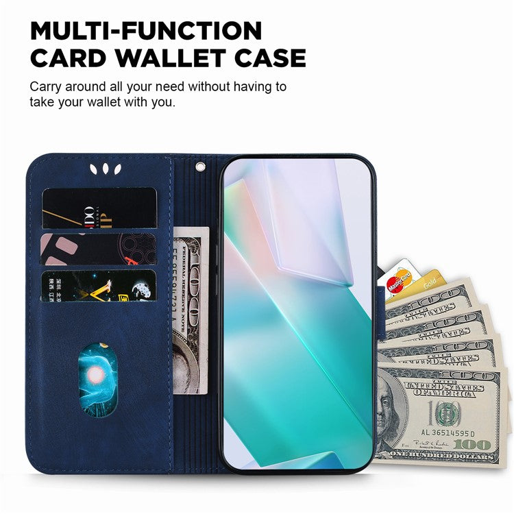 For Motorola Moto G35 5G Wallet Case Tiger Imprint Leather Shockproof Phone Cover - Dark Blue