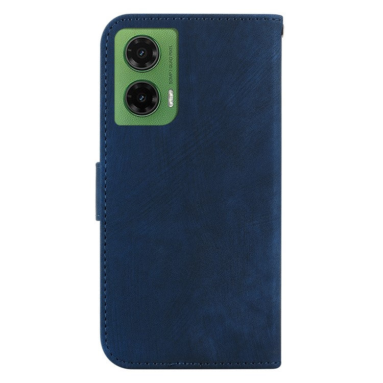 For Motorola Moto G35 5G Wallet Case Tiger Imprint Leather Shockproof Phone Cover - Dark Blue