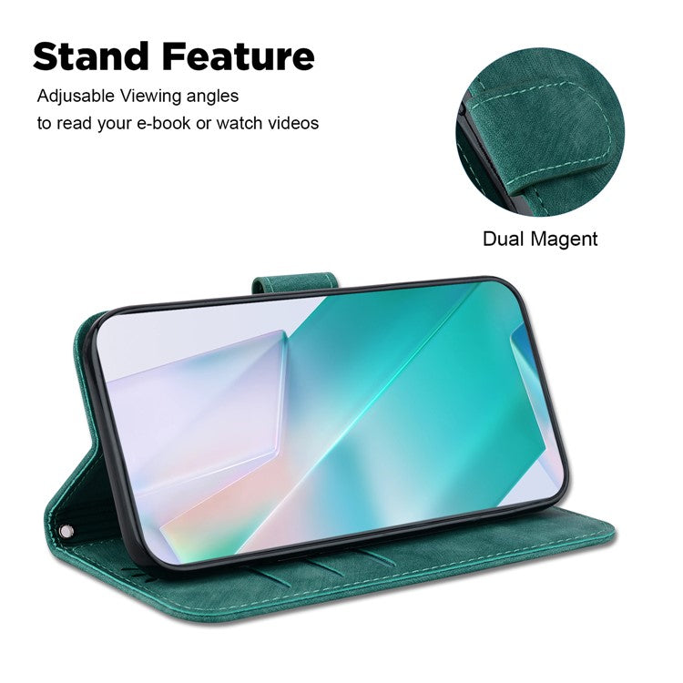 For Motorola Moto G35 5G Wallet Case Tiger Imprint Leather Shockproof Phone Cover - Green