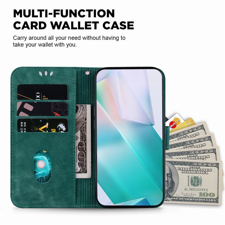 For Motorola Moto G35 5G Wallet Case Tiger Imprint Leather Shockproof Phone Cover - Green