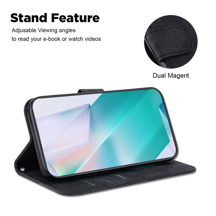 For Motorola Moto G35 5G Wallet Case Tiger Imprint Leather Shockproof Phone Cover - Black