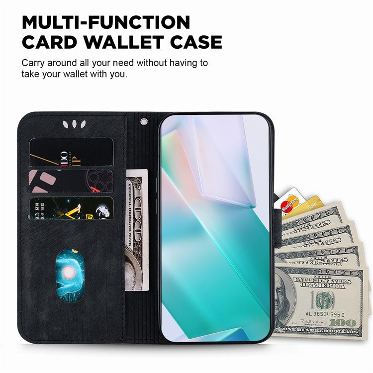 For Motorola Moto G35 5G Wallet Case Tiger Imprint Leather Shockproof Phone Cover - Black