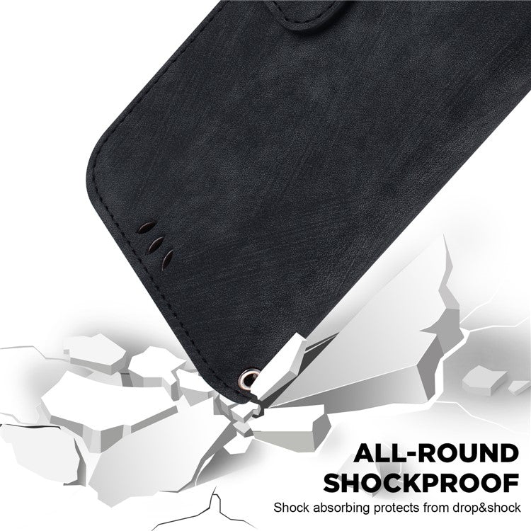 For Motorola Moto G35 5G Wallet Case Tiger Imprint Leather Shockproof Phone Cover - Black