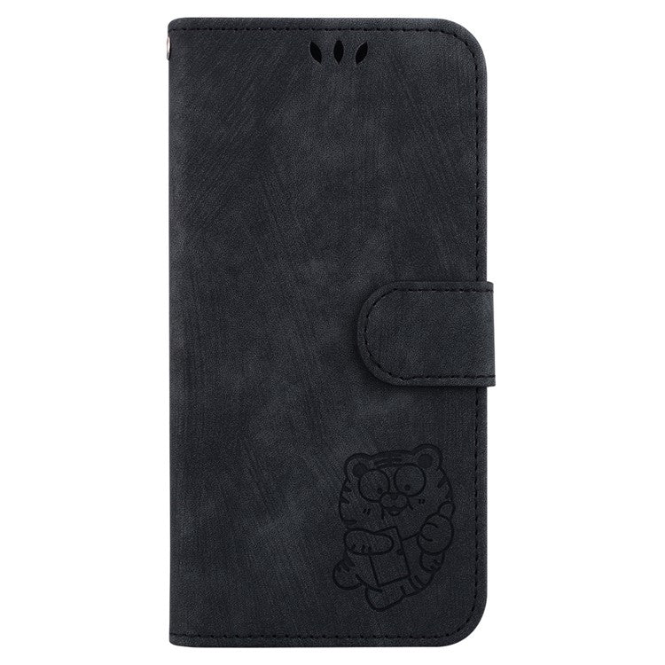 For Motorola Moto G35 5G Wallet Case Tiger Imprint Leather Shockproof Phone Cover - Black