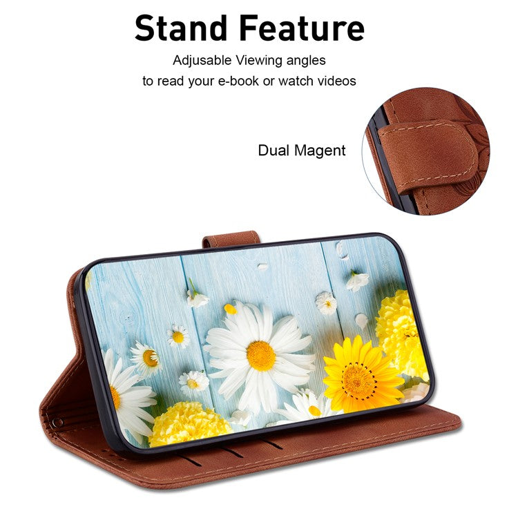 For Motorola Moto G35 5G Case Lily Flower Imprint Leather Phone Cover with Stand - Brown