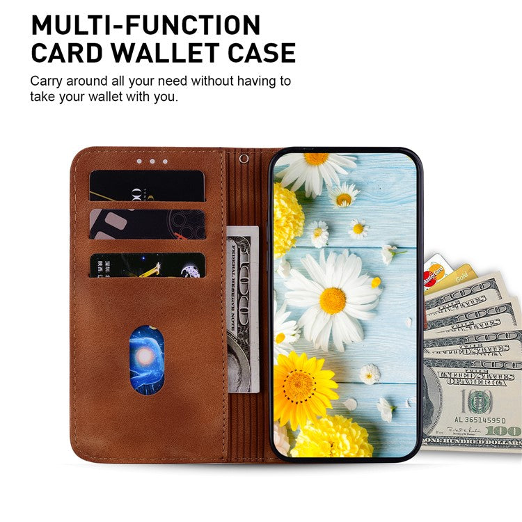 For Motorola Moto G35 5G Case Lily Flower Imprint Leather Phone Cover with Stand - Brown