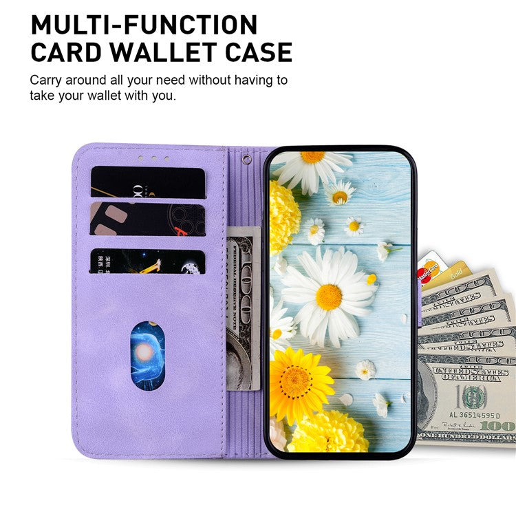 For Motorola Moto G35 5G Case Lily Flower Imprint Leather Phone Cover with Stand - Purple