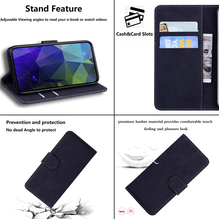 For Motorola Moto G35 5G Case Solid Color Leather Wallet Phone Cover - Black