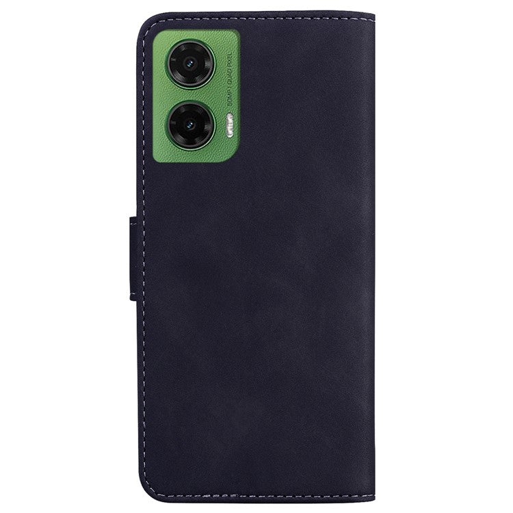 For Motorola Moto G35 5G Case Solid Color Leather Wallet Phone Cover - Black
