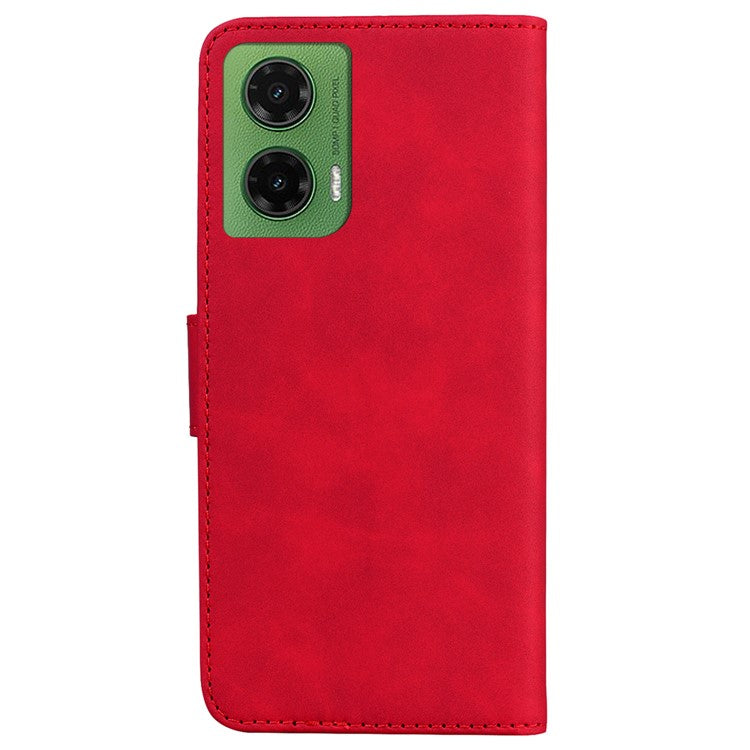 For Motorola Moto G35 5G Case Solid Color Leather Wallet Phone Cover - Red