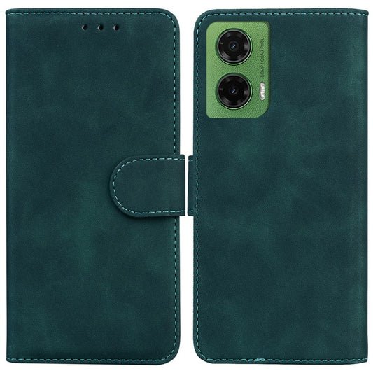 For Motorola Moto G35 5G Case Solid Color Leather Wallet Phone Cover - Green