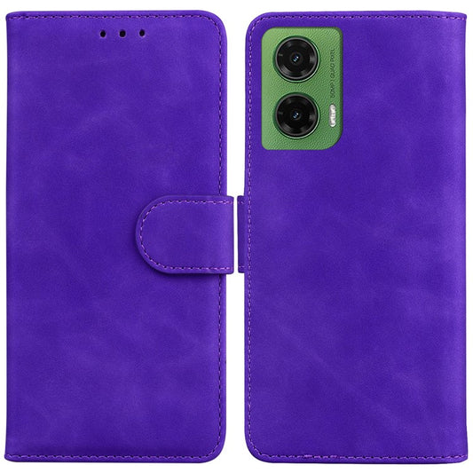 For Motorola Moto G35 5G Case Solid Color Leather Wallet Phone Cover - Purple
