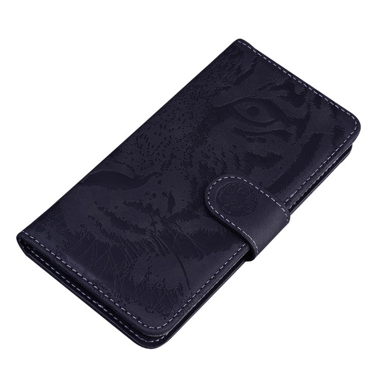 For Motorola Moto G35 5G Case Tiger Imprint Leather Wallet Phone Cover - Black