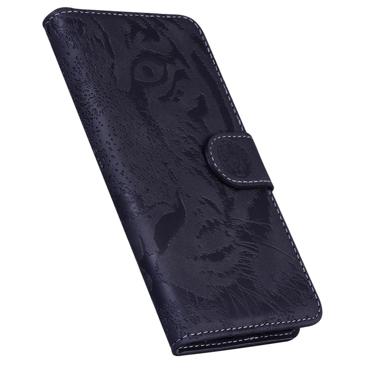 For Motorola Moto G35 5G Case Tiger Imprint Leather Wallet Phone Cover - Black