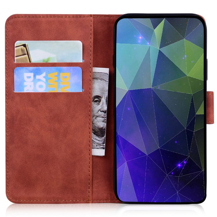 For Motorola Moto G35 5G Case Tiger Imprint Leather Wallet Phone Cover - Brown