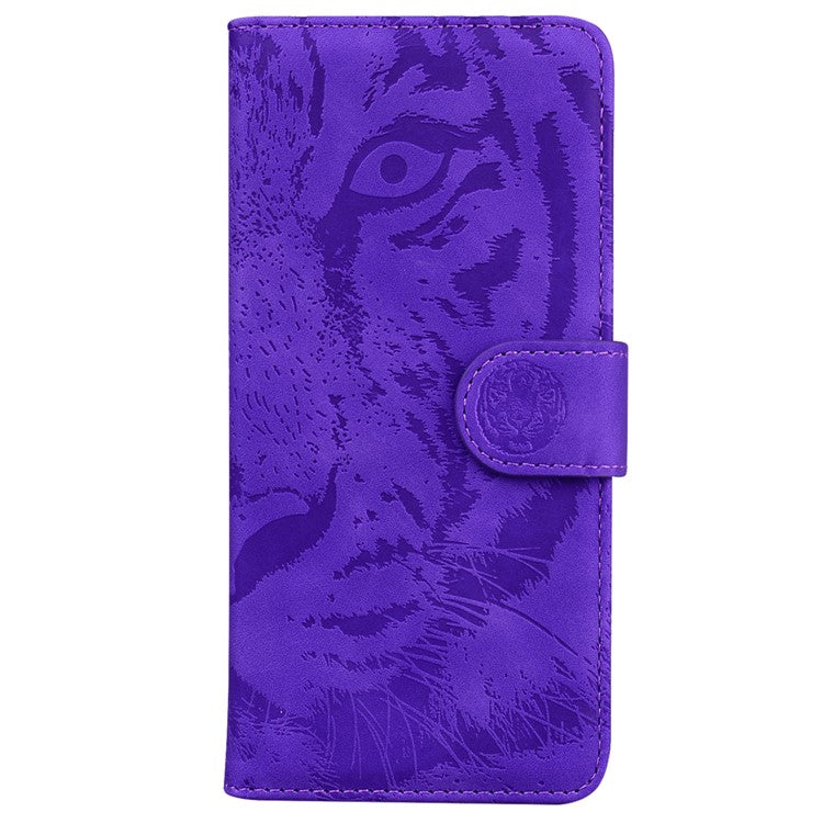 For Motorola Moto G35 5G Case Tiger Imprint Leather Wallet Phone Cover - Purple