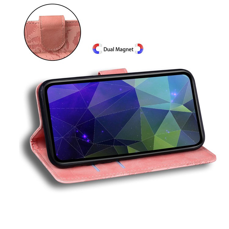 For Motorola Moto G35 5G Case Tiger Imprint Leather Wallet Phone Cover - Pink