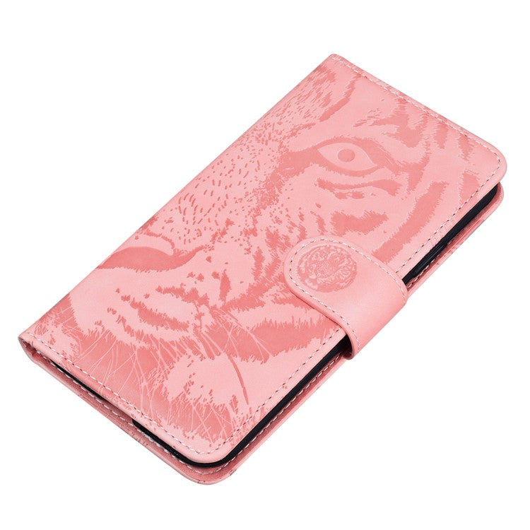 For Motorola Moto G35 5G Case Tiger Imprint Leather Wallet Phone Cover - Pink