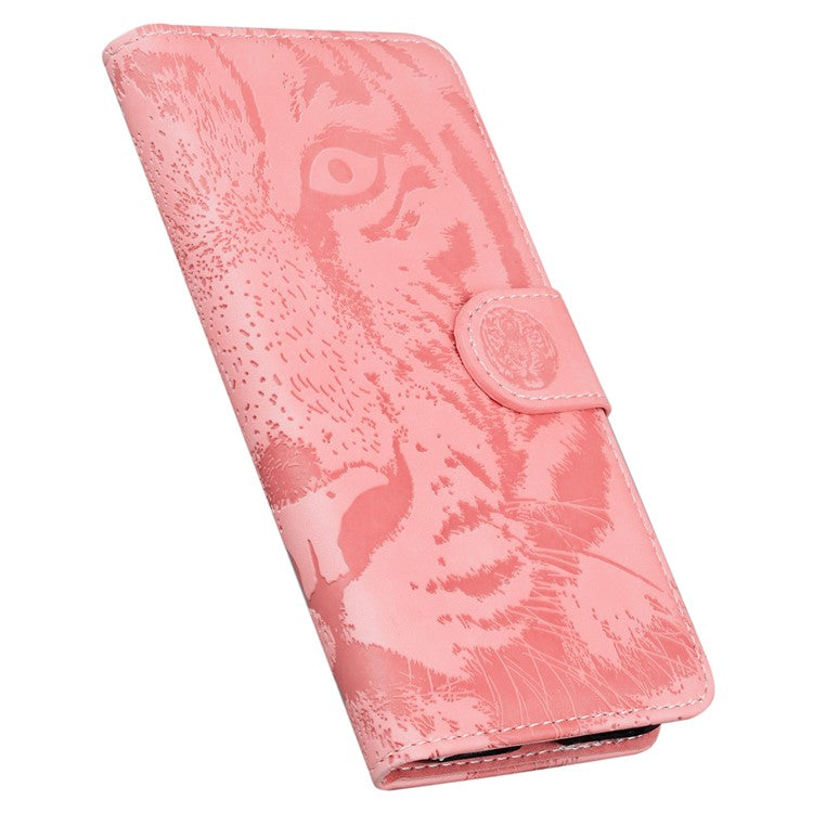 For Motorola Moto G35 5G Case Tiger Imprint Leather Wallet Phone Cover - Pink
