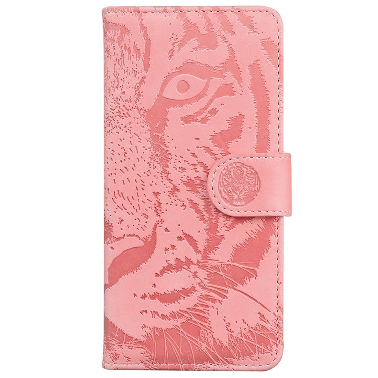 For Motorola Moto G35 5G Case Tiger Imprint Leather Wallet Phone Cover - Pink