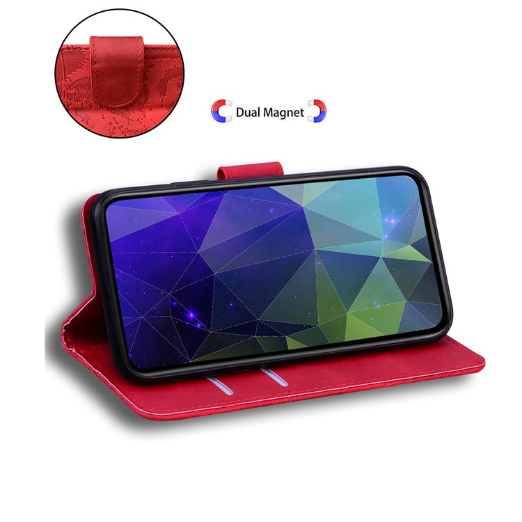 For Motorola Moto G35 5G Case Tiger Imprint Leather Wallet Phone Cover - Red