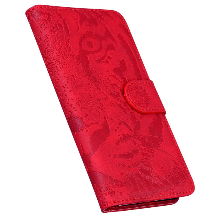 For Motorola Moto G35 5G Case Tiger Imprint Leather Wallet Phone Cover - Red