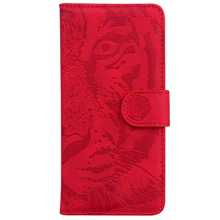 For Motorola Moto G35 5G Case Tiger Imprint Leather Wallet Phone Cover - Red
