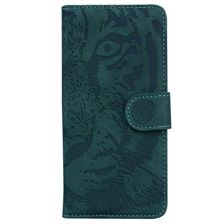 For Motorola Moto G35 5G Case Tiger Imprint Leather Wallet Phone Cover - Green