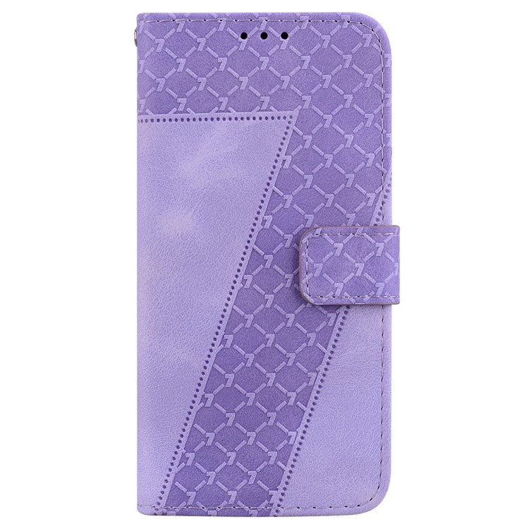 For Motorola Moto G35 5G Stand Case 7-Shaped Pattern Imprint Leather Phone Cover - Purple
