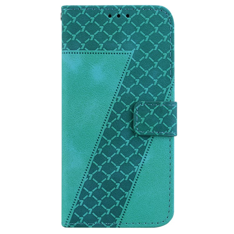 For Motorola Moto G35 5G Stand Case 7-Shaped Pattern Imprint Leather Phone Cover - Green