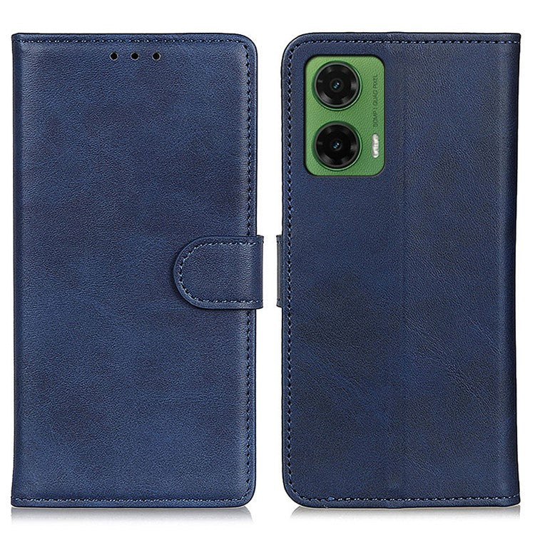 For Motorola Moto G35 5G Stand Wallet Case Cowhide Texture Leather Phone Cover - Blue