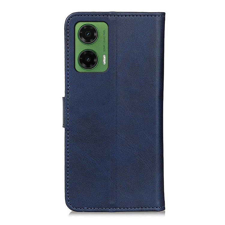 For Motorola Moto G35 5G Stand Wallet Case Cowhide Texture Leather Phone Cover - Blue