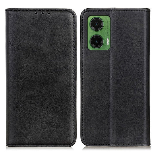 For Motorola Moto G35 5G Case Split Leather Flip Wallet Phone Cover - Black