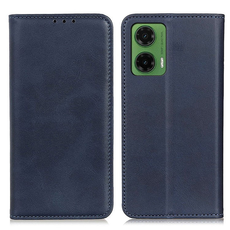 For Motorola Moto G35 5G Case Split Leather Flip Wallet Phone Cover - Blue