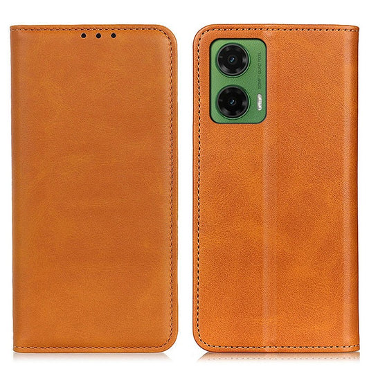 For Motorola Moto G35 5G Case Split Leather Flip Wallet Phone Cover - Brown