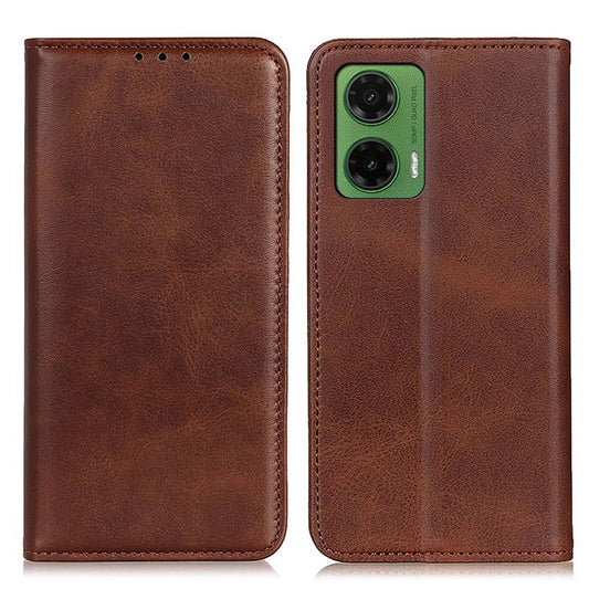 For Motorola Moto G35 5G Case Split Leather Flip Wallet Phone Cover - Coffee