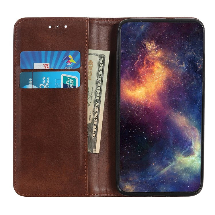 For Motorola Moto G35 5G Case Split Leather Flip Wallet Phone Cover - Coffee