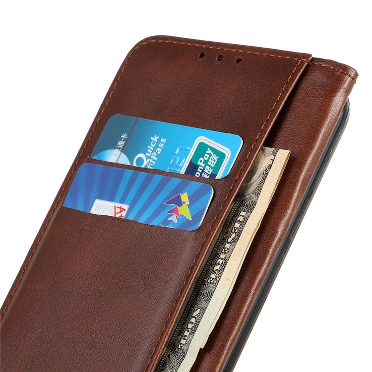 For Motorola Moto G35 5G Case Split Leather Flip Wallet Phone Cover - Coffee