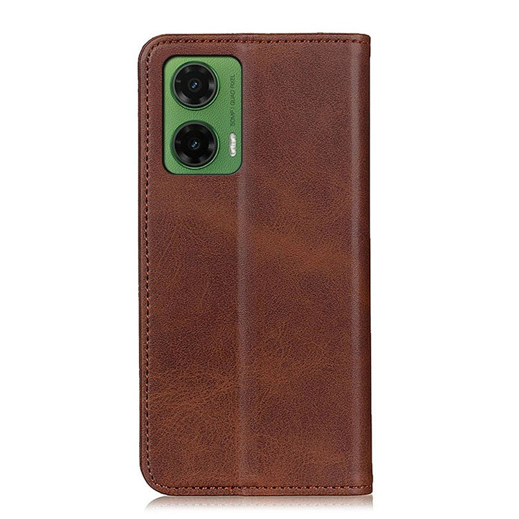 For Motorola Moto G35 5G Case Split Leather Flip Wallet Phone Cover - Coffee