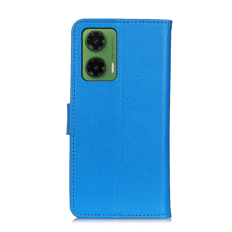 For Motorola Moto G35 5G Wallet Case PU Leather Phone Cover Litchi Texture - Blue